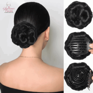 Claw Clip Curly Hair Bun Extension - Natural Black