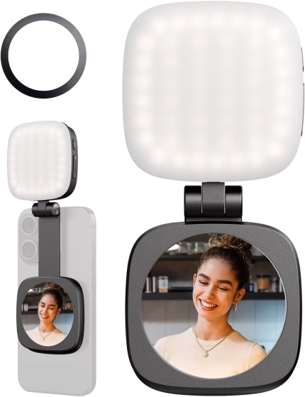 Foldable Magnetic Phone Selfie Light Strip with Mirror