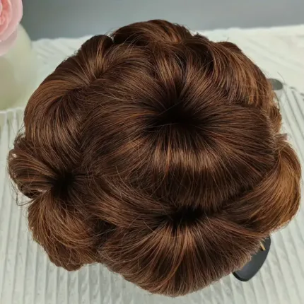 Claw Clip Curly Hair Bun Extension - Light Brown