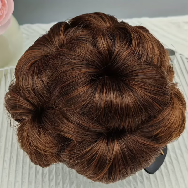 Claw Clip Curly Hair Bun Extension - Light Brown