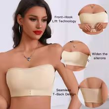 Elegant Strapless Tube Bra। Apricot । Size - XL