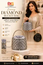 Luxury Diamond Bucket Bag- Silver - Image 2