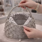Luxury Diamond Bucket Bag- Silver - Image 3