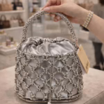 Luxury Diamond Bucket Bag- Silver