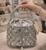 Luxury Diamond Bucket Bag- Silver